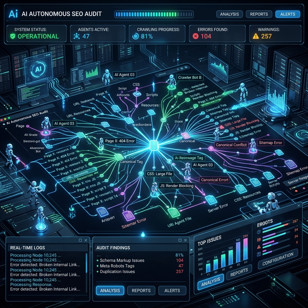 Agentic AI in Technical SEO: Autonomous Auditing & Real-Time Remediation Featured Graphic by HighSoftware99
